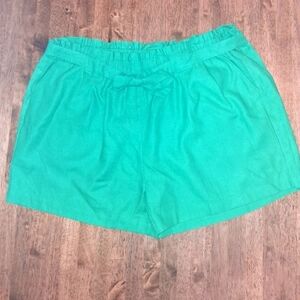 Crowned Free Linen Blend Kelly Green Elastic Waist NWT Paper Bag Waist XL